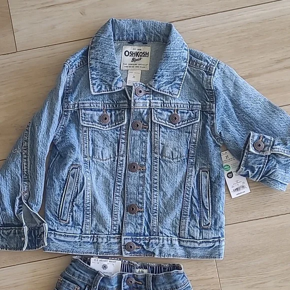 OshKosh Bgodh Denim Jacket and Jeans  for Kids Lot Of Two Size 2t, 18 M - Picture 2 of 9